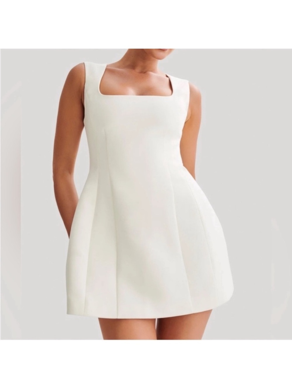 NEW Meshki Lysandre Mini Crepe Cream Dress XL - Picture 7 of 8
